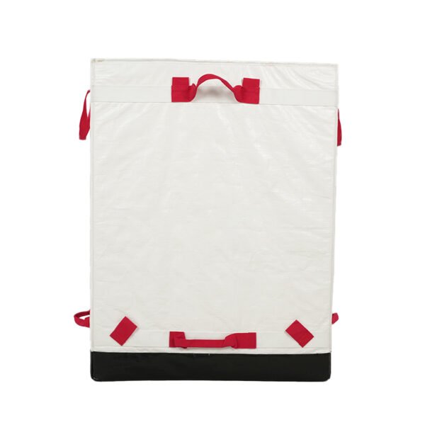 DSC01923 Corporate Custom White PP Woven Logistics Bags with Reinforced Red Webbing | 181L Express Parcel Sacks for Global Courier Distribution | High-Capacity Durable Wholesale Delivery Sacks