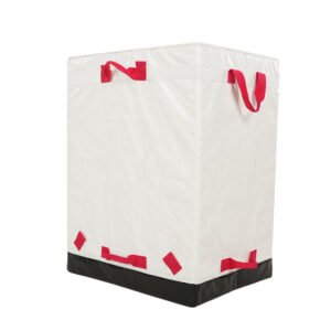 DSC01924 Corporate Custom White PP Woven Logistics Bags with Reinforced Red Webbing | 181L Express Parcel Sacks for Global Courier Distribution | High-Capacity Durable Wholesale Delivery Sacks