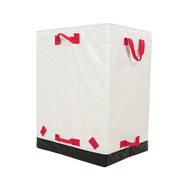 DSC01924 Corporate Custom White PP Woven Logistics Bags with Reinforced Red Webbing | 181L Express Parcel Sacks for Global Courier Distribution | High-Capacity Durable Wholesale Delivery Sacks