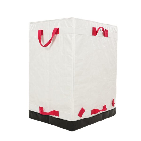 DSC01926 Corporate Custom White PP Woven Logistics Bags with Reinforced Red Webbing | 181L Express Parcel Sacks for Global Courier Distribution | High-Capacity Durable Wholesale Delivery Sacks
