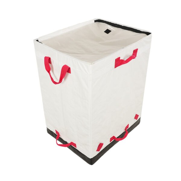 DSC01931 Corporate Custom White PP Woven Logistics Bags with Reinforced Red Webbing | 181L Express Parcel Sacks for Global Courier Distribution | High-Capacity Durable Wholesale Delivery Sacks