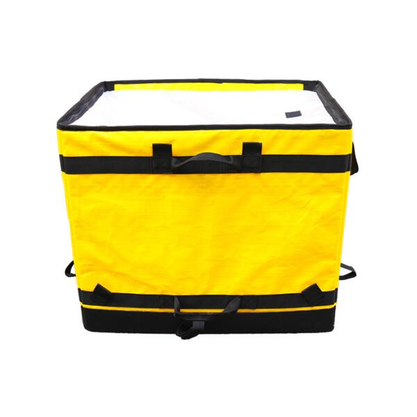 Yellow Amazon-style Short Sorter Parcel DTS Bags with Side Mesh Pocket Heavy Duty Collapsible Logistics Carrier Sacks
