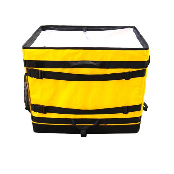 Yellow Amazon-style Short Sorter Parcel DTS Bags with Side Mesh Pocket Heavy Duty Collapsible Logistics Carrier Sacks