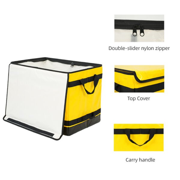 Standardized 108L Collapsible Logistics Sorting Totes with Double-Slider Nylon Zipper and Rectangular Footprint for Commercial Distribution Rack Systems