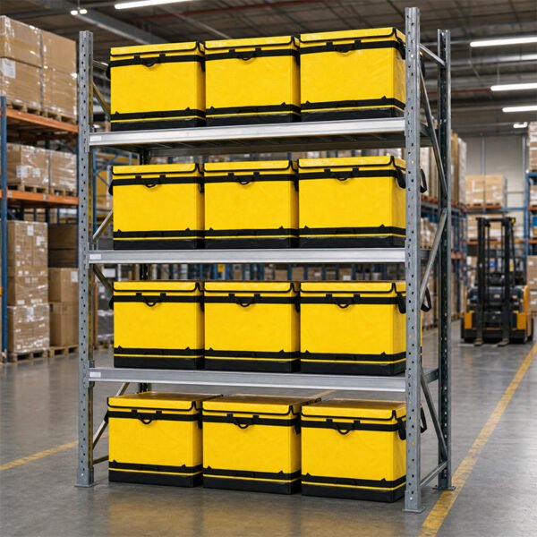 Standardized 108L Collapsible Logistics Sorting Totes with Double-Slider Nylon Zipper and Rectangular Footprint for Commercial Distribution Rack Systems