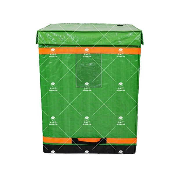 181L Green Parcel Sorting Container with Reinforced 250 GSM Base, Fold-Over Lid and Multi-Level Handles for Courier Hubs and Warehouse Transfer