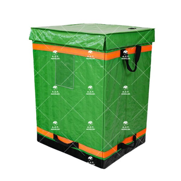181L Green Parcel Sorting Container with Reinforced 250 GSM Base, Fold-Over Lid and Multi-Level Handles for Courier Hubs and Warehouse Transfer