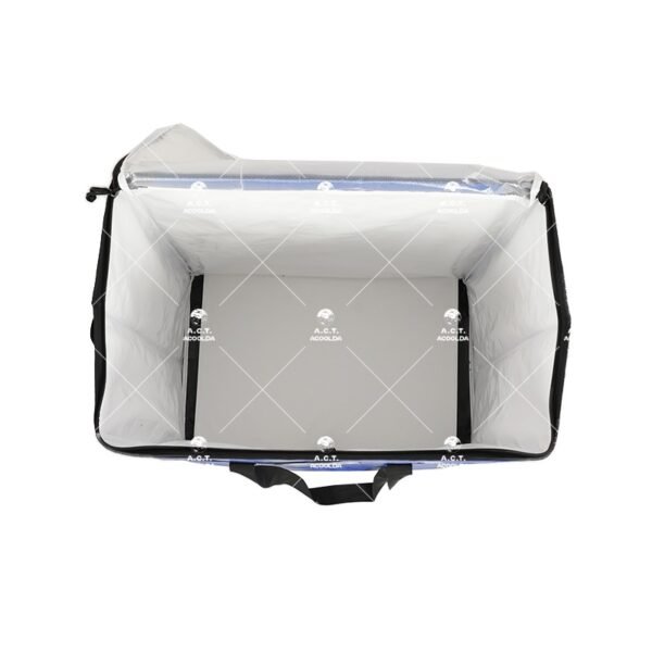 Blue Structured Parcel Sorting Tote with Long Carry Straps, Side Handles and Transparent Route Label Pockets for Warehouses and Courier Hubs