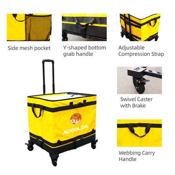 127L Rolling Logistics Sorting Bag with Telescopic Pull Handle, Four Casters and Mesh Side Pocket for Warehouse Parcel Transfer_image_2 127L Rolling Logistics Sorting Bag with Telescopic Pull Handle, Four Casters and Mesh Side Pocket for Warehouse Parcel Transfer
