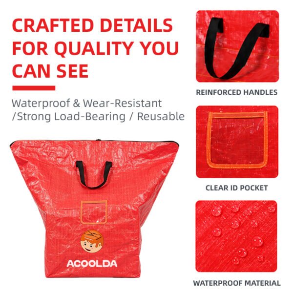 500L Red PP Woven Logistics Sorting Bag with Reinforced Carry Handles and Clear ID Pocket for Bulk Parcel Transfer_image_2 500L Red PP Woven Parcel Sorting Bag for Warehouse and Logistics Operations