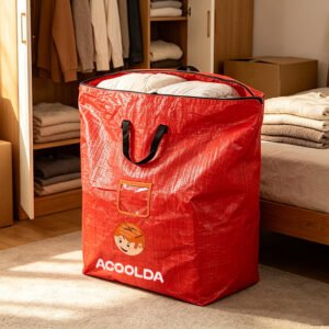 500L Red PP Woven Logistics Sorting Bag with Reinforced Carry Handles and Clear ID Pocket for Bulk Parcel Transfer_image_3 500L Red PP Woven Parcel Sorting Bag for Warehouse and Logistics Operations