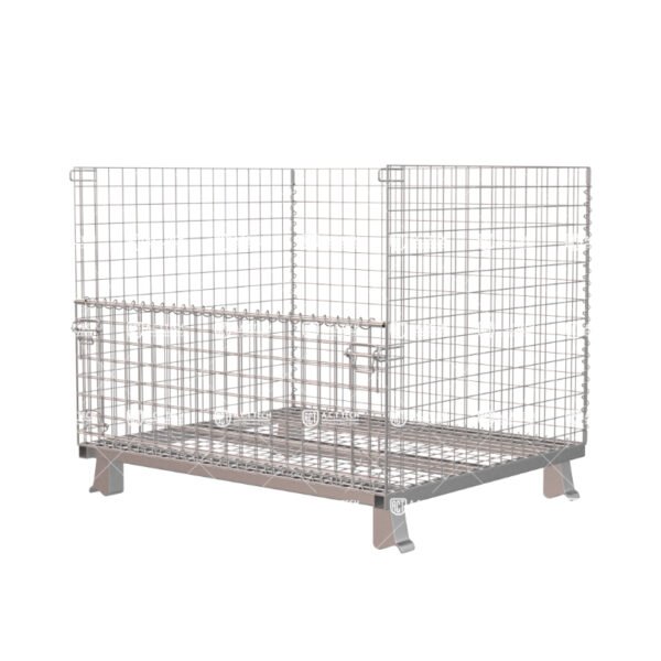 Collapsible-Wire-Mesh-Storage-Cage-with-Half-Drop-Front-Gate-for-Mailer-Boxes-and-Parcel-Handling-in-Logistics-Centers