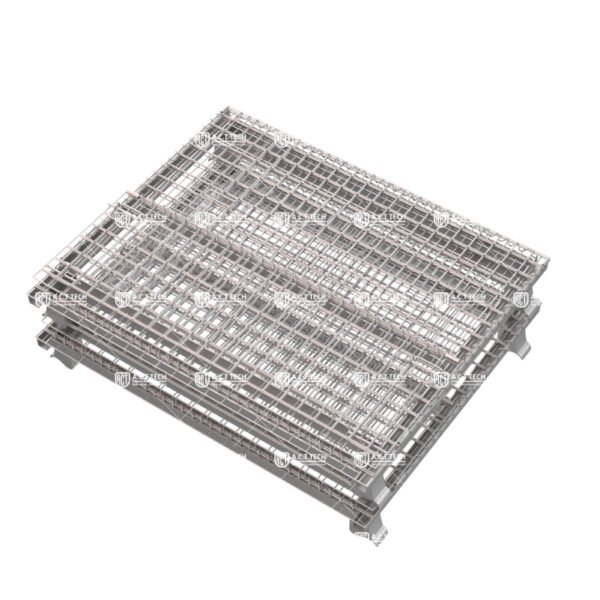 Collapsible-Wire-Mesh-Storage-Cage-with-Half-Drop-Front-Gate-for-Mailer-Boxes-and-Parcel-Handling-in-Logistics-Centers
