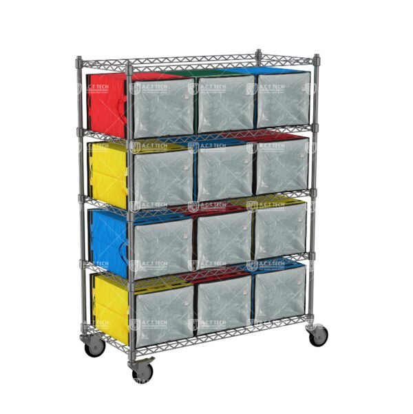 Mobile Wire Shelving Rack with Casters for Logistics Bag Storage in Parcel Hubs and Distribution Centers_image_1 Mobile-Wire-Shelving-Rack-with-Casters-for-Logistics-Bag-Storage-in-Parcel-Hubs-and-Distribution-Centers