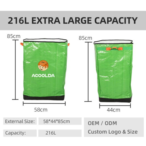 Tall Green Open-Top Parcel Sorting Bag with Reinforced Base and Side Pull Handles for Courier Vans, Warehouses and Route Staging