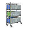 Three-Tier Mobile Wire Shelving Cart with Adjustable Storage Levels for Logistics Bags in Parcel Hubs and Fulfillment Centers_image_1 Three-Tier-Mobile-Wire-Shelving-Cart-with-Adjustable-Storage-Levels-for-Logistics-Bags-in-Parcel-Hubs-and-Fulfillment-Centers